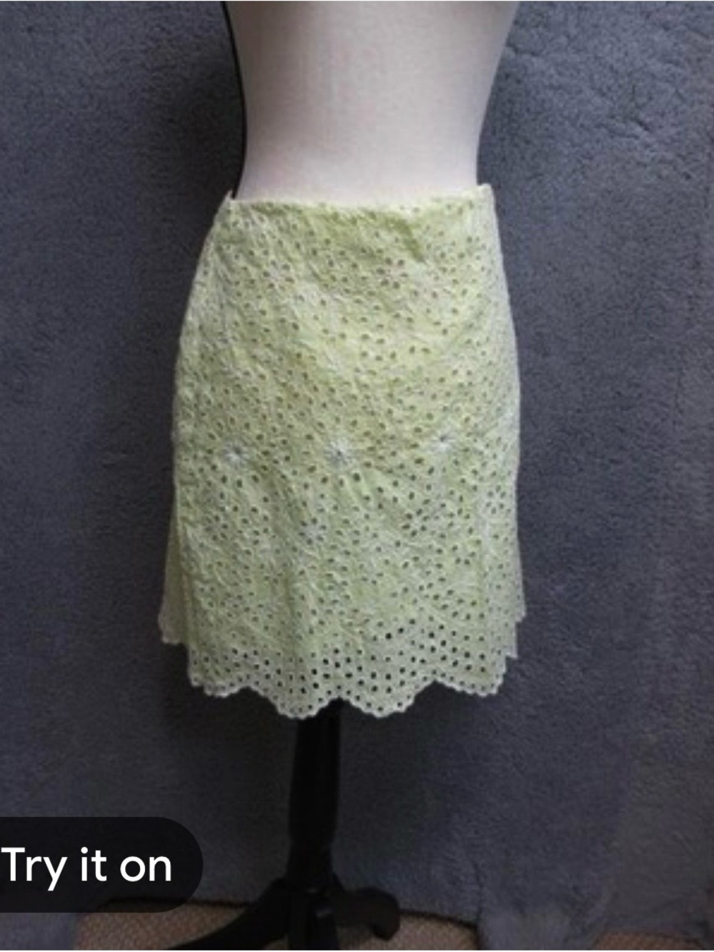 LOFT Pale Yellow Eyelet Mini Skirt
